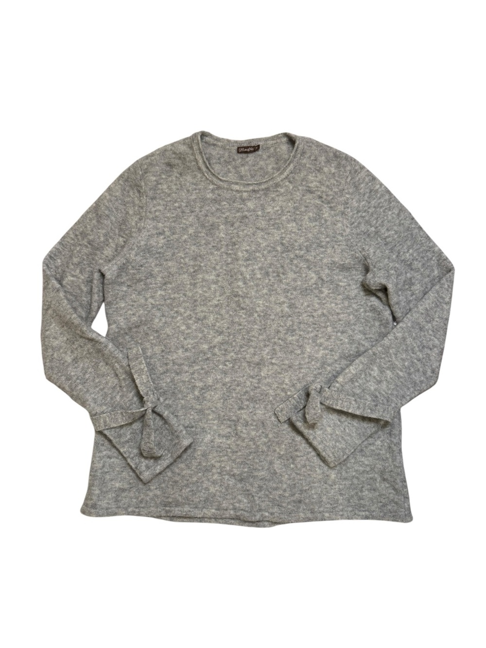 J. McLaughlin Bow Sleeve Wool Alpaca Blend Crewneck Gray Sweater Size Medium